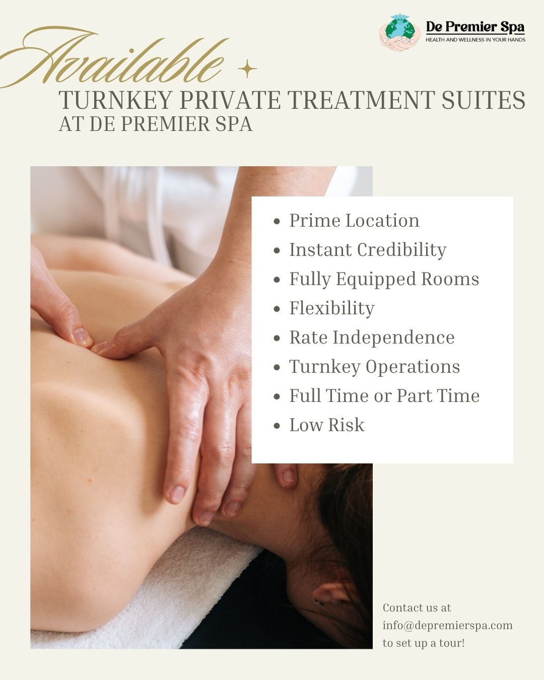 De Premier Spa - Turnkey Rooms Available